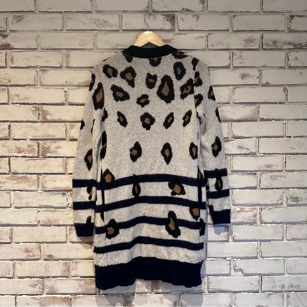 Revolve Lpa Leopard Print Stripe Long Cardigan Xs… - image 5